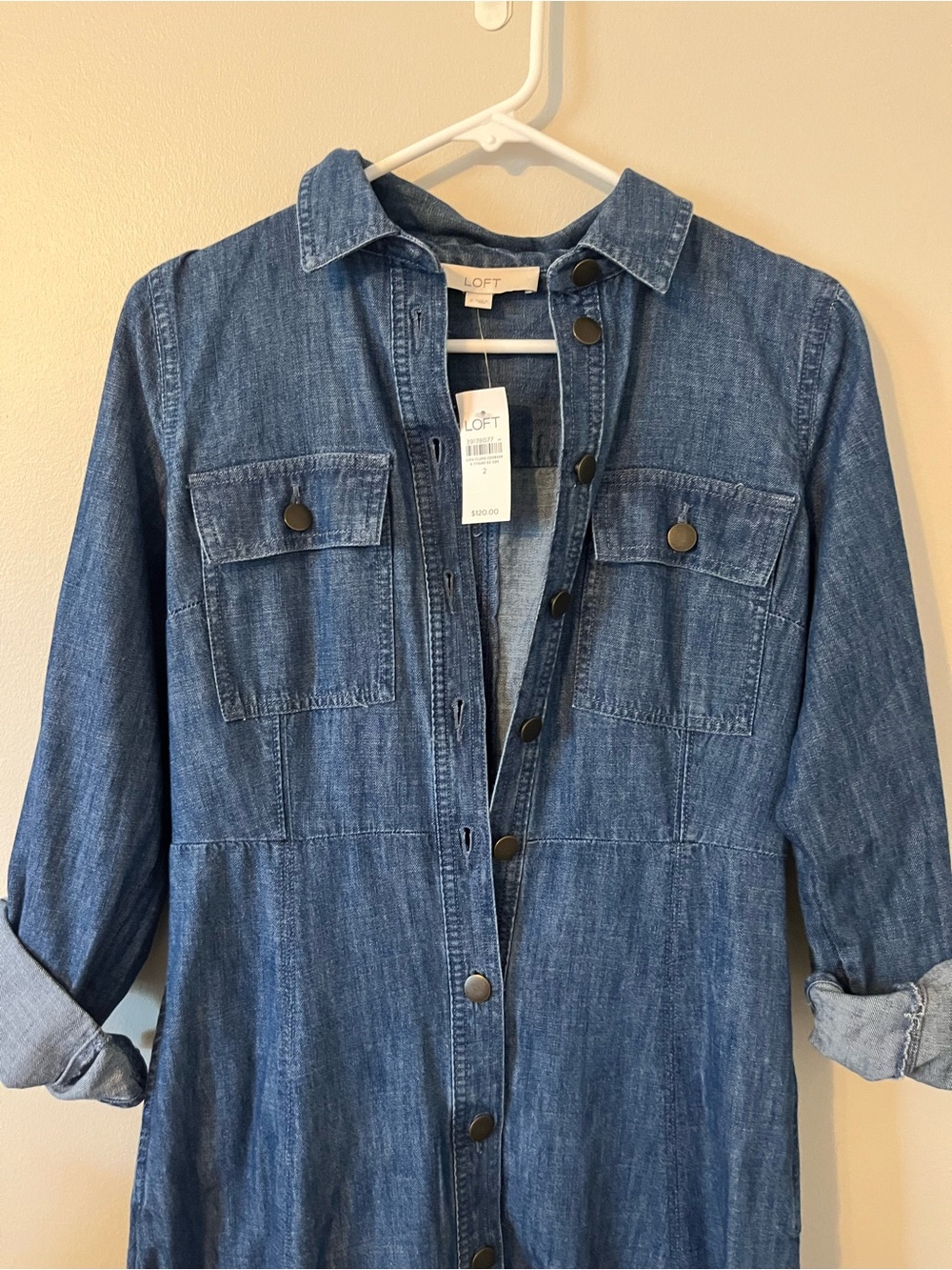 LOFT Denim Midi Dress - Medium Blue